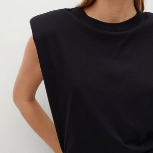 Black Shoulder Pad Tee